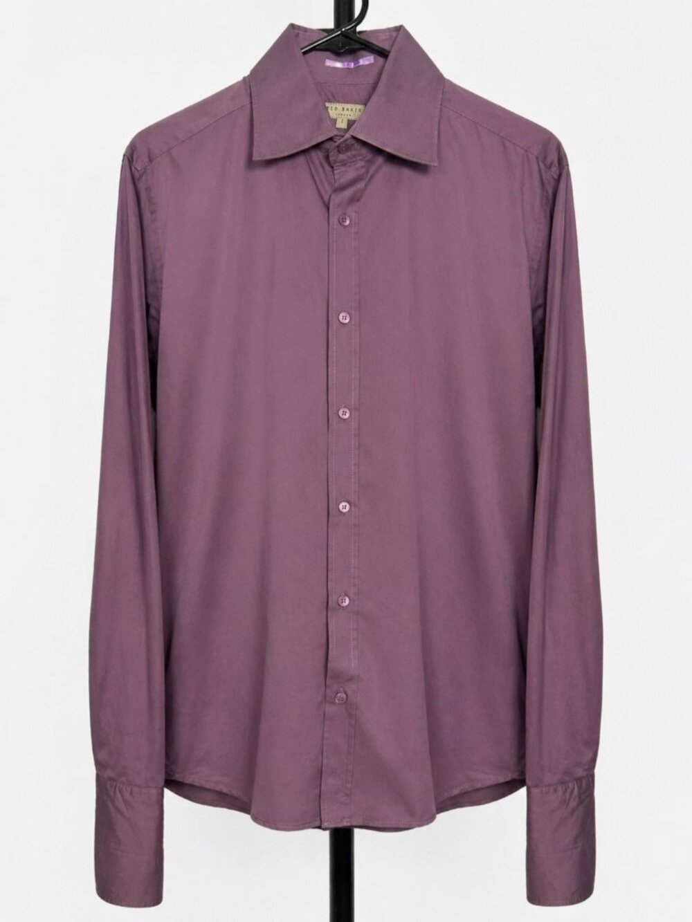 Ted Baker London Men Dress Shirt Size 4 Mauve Purple French Cuff Slim Fit
